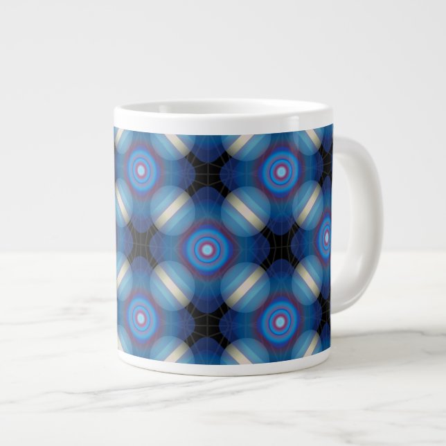 Blauer Räumlicher Geometrischer Jumbo-Tasse (Vorderseite Rechts)