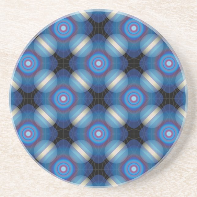 Blauer Räumlicher Geometrischer Sandstein Untersetzer (Vorne)