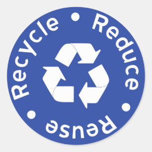 Blauer recycelnder Symbol-Aufkleber Runder Aufkleber