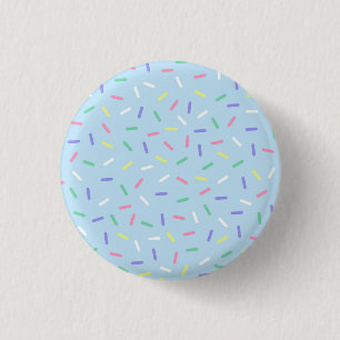 Blauer Regenbogen Sprinklen Konfetti Spaß farbenfr Button