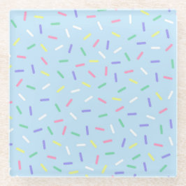 Blauer Regenbogen Sprinklen Konfetti Spaß farbenfr Glasuntersetzer