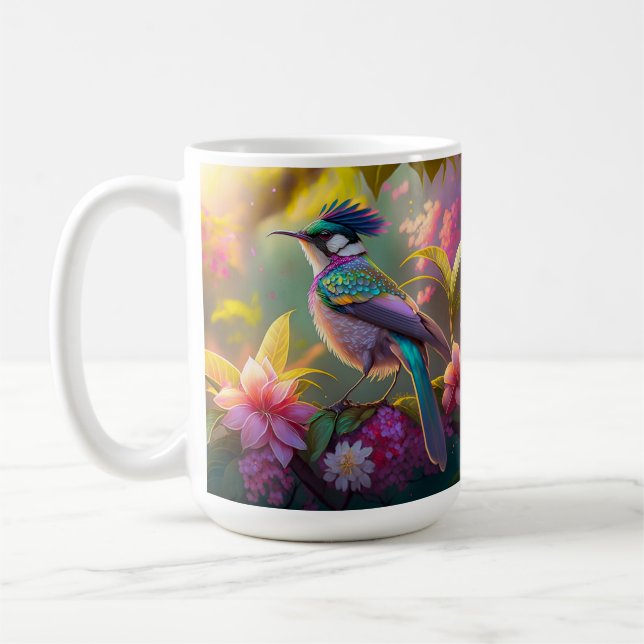 Blauer Regenbogen Winged Sunbird Fantasy Bird Kaffeetasse (Links)