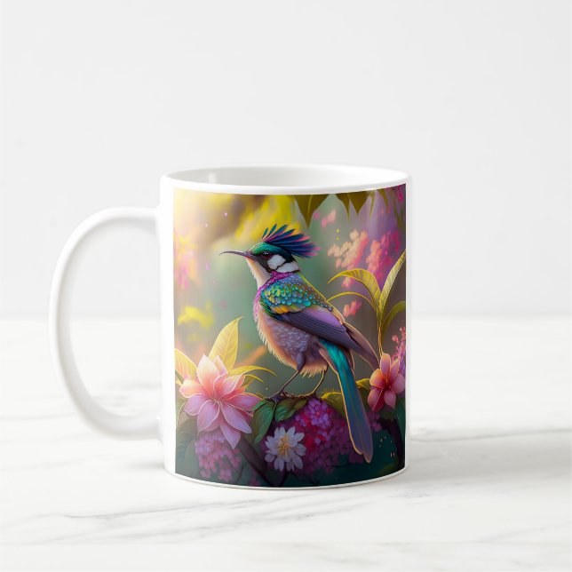 Blauer Regenbogen Winged Sunbird Fantasy Bird Kaffeetasse (Links)