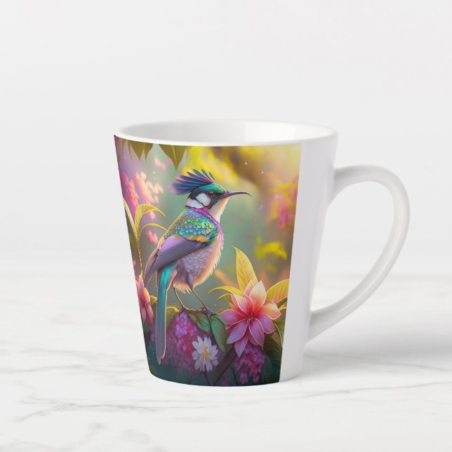 Blauer Regenbogen Winged Sunbird Fantasy Bird Milchtasse (Rechts)
