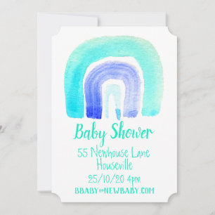 Blauer Regenbogenjunge Babydusche Einladung