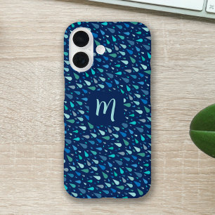 Blauer Regentropfen, kundenspezifisch iPhone 16 Hülle