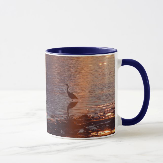 Blauer Reiher-Sonnenuntergang Tasse (Rechts)