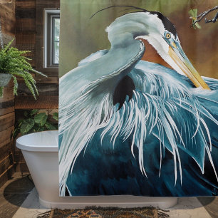 Blauer Reiher Vogel Duschvorhang