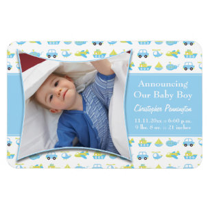 Blauer Reisemagnet Baby Ankündigungsmagnet Magnet