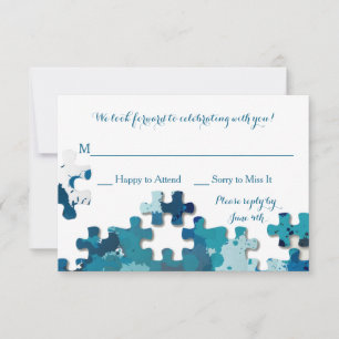 Blauer Remissionskarte für Puzzleteile RSVP Karte