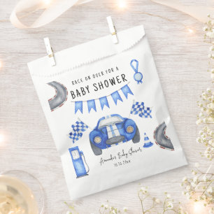 Blauer Rennwagen Babydusche Geschenktütchen
