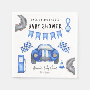 Blauer Rennwagen Babydusche Serviette
