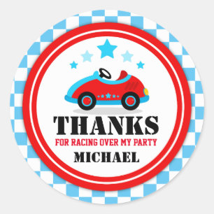 Blauer Rennwagen danken Ihnen, Umbau zu bevorzugen Runder Aufkleber