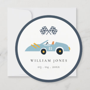 Blauer Rennwagen Kinder Geburtstag Cupcake Toppers Einladung