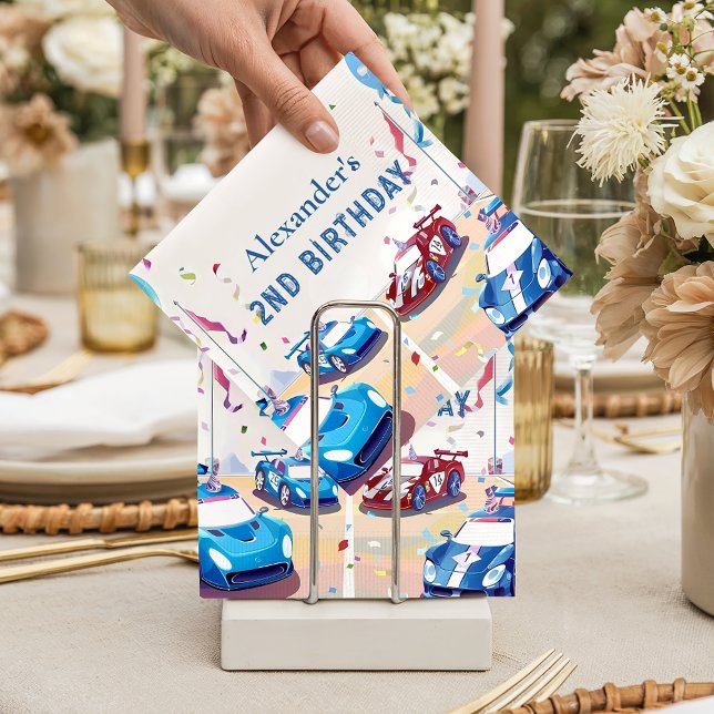 Blauer Rennwagen Zwei Schnell Geburtstag Serviette (Von Creator hochgeladen)