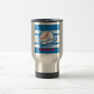 Blauer Retro Baseball-Stil Reisebecher