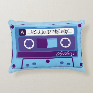 Blauer Retro Cassette Mix Tape Accent Pillow Dekokissen