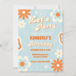 Blauer Retro-Geburtstag Einladung