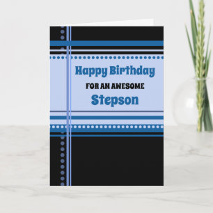 Blauer Retro-Stiefsohn-Geburtstag Karte