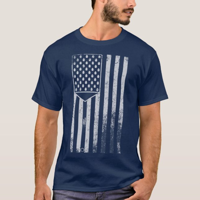 Blauer Rhino "American Flag Spatula" Herren T-Shirt (Vorderseite)
