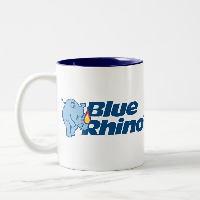 Blauer Rhino-Kaffee Zweifarbige Tasse (Links)