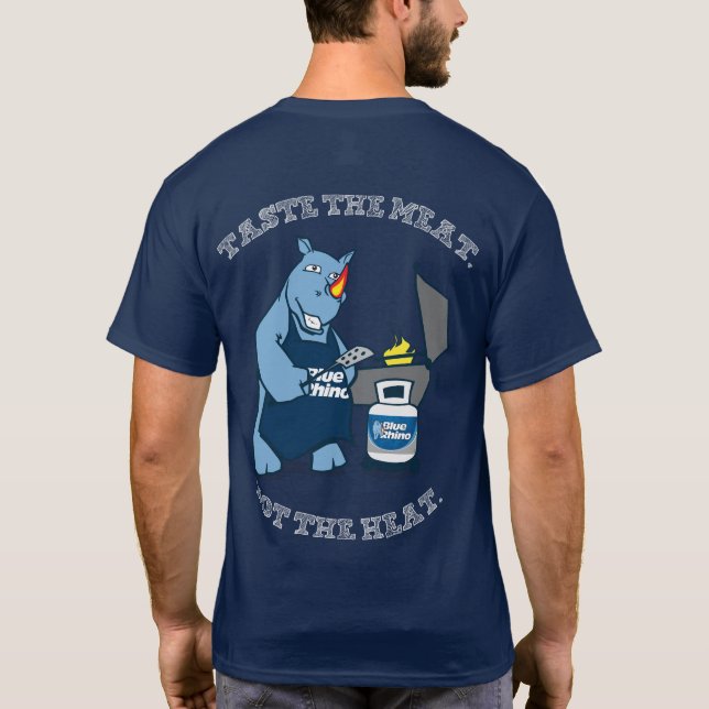 Blauer Rhino "Probieren Sie das Fleisch" Männer T-Shirt (Rückseite)