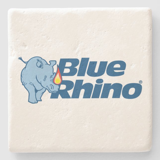 Blauer Rhino Steinuntersetzer (Vorderseite)