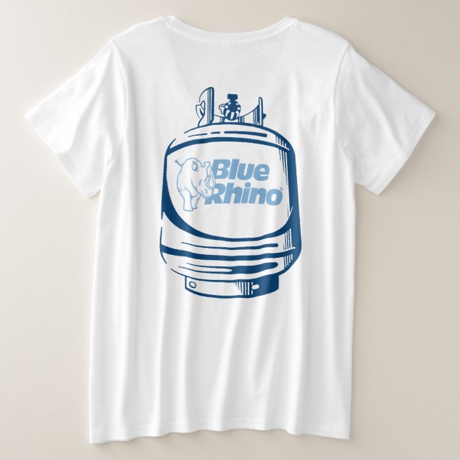 Blauer Rhino "Tank" Große Größe T-Shirt (Design Rückseite)
