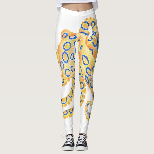 Blauer Ring Octopus Leggings (Vorderseite)