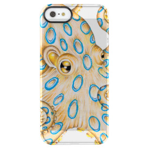 Blauer Ring Oktopus auf Weiß Tinte Durchsichtige iPhone SE/5/5s Hülle