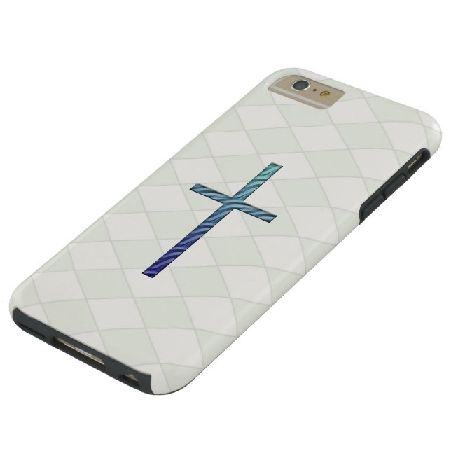 Blauer Rippled Cross-Religious Case-Mate iPhone Hülle (Oberseite)