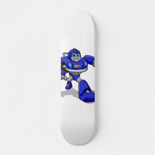 Blauer Roboter für Kinder - Hintergrundfarbe auswä Skateboard