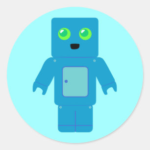 Blauer Roboter Runder Aufkleber