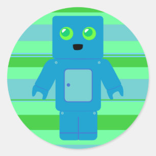 Blauer Roboter Runder Aufkleber