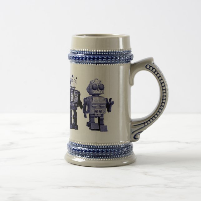 blauer Roboter Stein Bierglas (Rechts)