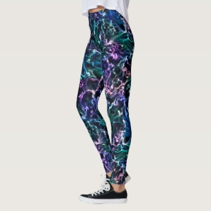 Blauer rosa Aquamariner kosmischer Abstrakter Flüs Leggings