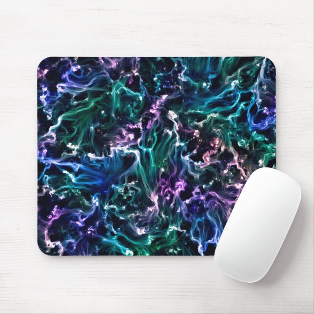 Blauer rosa Aquamariner kosmischer Abstrakter Flüs Mousepad (Mit Mouse)