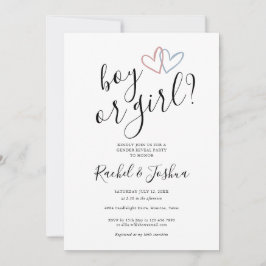 Blauer rosa blaue Herzen bei Jungen oder Mädchen P Einladung