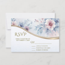 Blauer rosa blauer Blütenblattvermerk RSVP-Karte