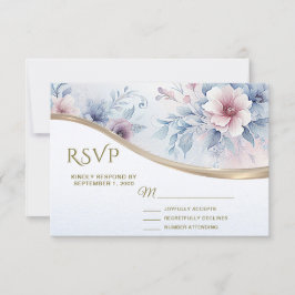 Blauer rosa blauer Blütenblattvermerk RSVP-Karte RSVP Karte