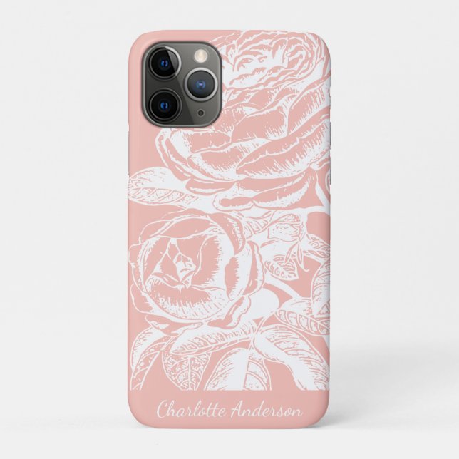 Blauer Rosa Blumenstrauch Personalisiert Case-Mate iPhone Hülle (Rückseite)