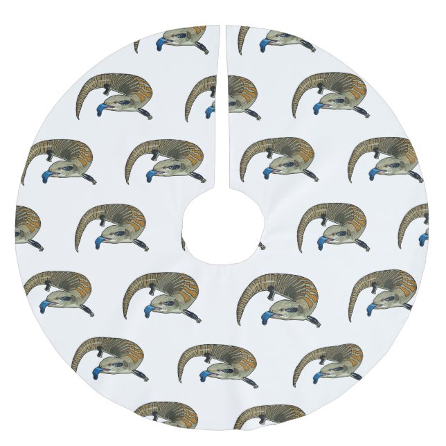 Blauer Rosa-Cartoon Polyester Weihnachtsbaumdecke (Vorderseite)