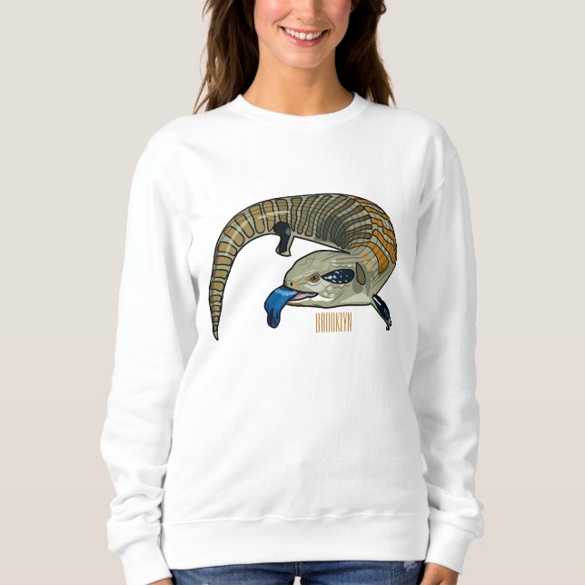 Blauer Rosa-Cartoon Sweatshirt (Vorderseite)