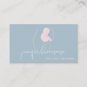 Blauer Rosa Einzigartiger Doula Birth Coach schwan Visitenkarte