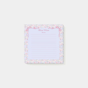 Blauer Rosa Floraler Coquette-Bogen mit individuel Post-it Klebezettel