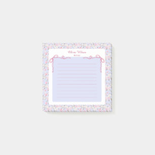 Blauer Rosa Floraler Coquette-Bogen mit individuel Post-it Klebezettel