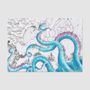 Blauer Rosa gebleichte Tentakeln Tinte Seidenpapier