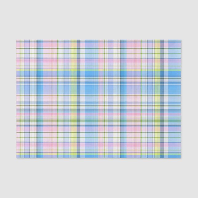 Blauer Rosa Gelb Welpe Madras Seidenpapier (Vorderseite)