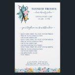 Blauer Rosa Gelbe Blütenschere Friseur Salon Flyer<br><div class="desc">Der Business-Flyer des Friseur-Salons mit einer Schere auf einem blauen, gelben und blassrosa Bett von Wildblumen. Fügen Sie den Namen Ihres Salons oder Ihres Unternehmens, Ihre Dienste und Tagline, und Ihre Kontaktinformationen oder alles andere, was Sie brauchen, in blauem Text vor einem weißen Hintergrund hinzu. Der blumengeschmückte Flyer weist eine...</div>