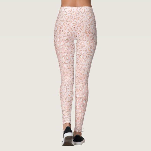 Blauer Rosa Glitzer Leopard               Leggings (Rückseite)